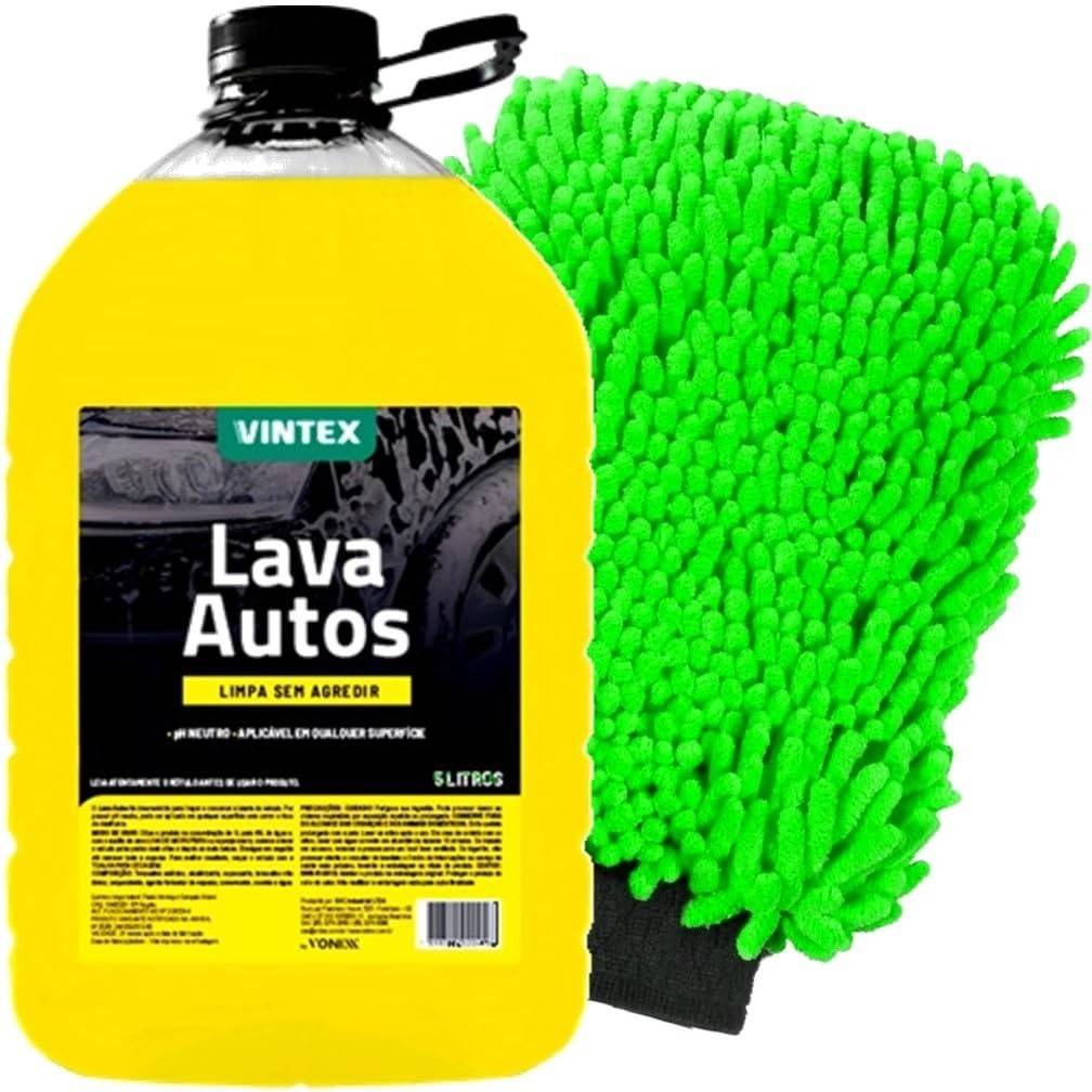 Kit Essencial Lava Autos: Shampoo Vintex 5L + Luva Microfibra Karbox para Limpeza Impecável