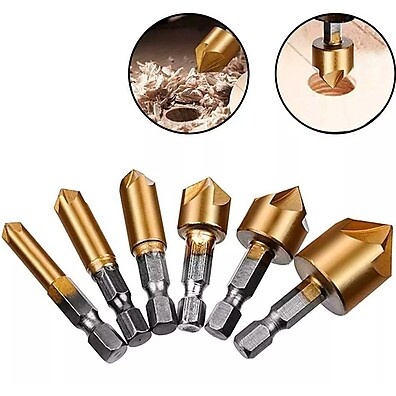 Kit 6 Brocas Escareadoras Escalonadas 6-19mm – Precisão em Madeira e Alumínio