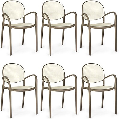 Kit 6 Cadeiras Roma com Braço Branco/Cinza – Conforto e Estilo