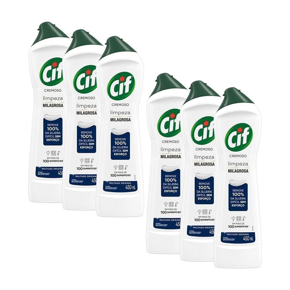 Kit 6 Limpadores CIF Cremoso Original 450ml: Brilho Impecável e Limpeza Profunda