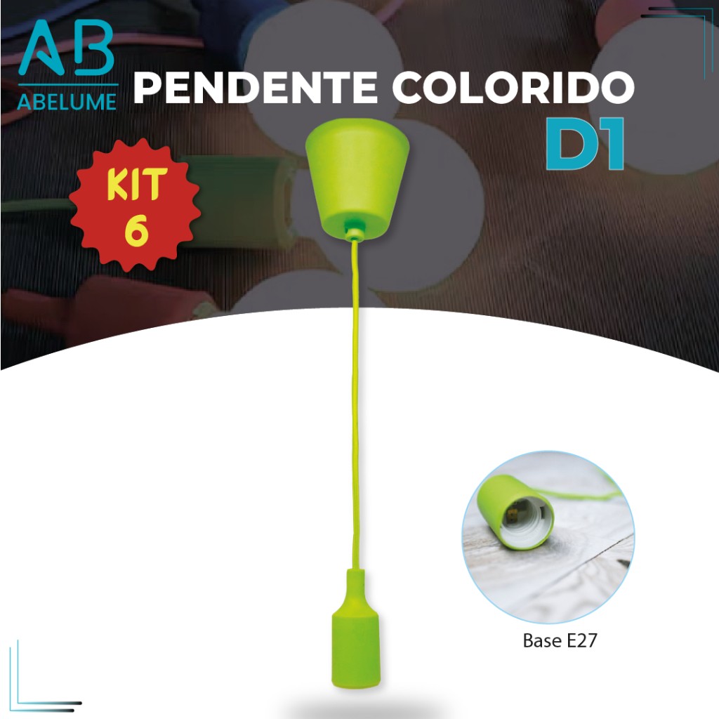 Kit 6 Luminárias Pendentes LED Coloridas – Iluminação Moderna