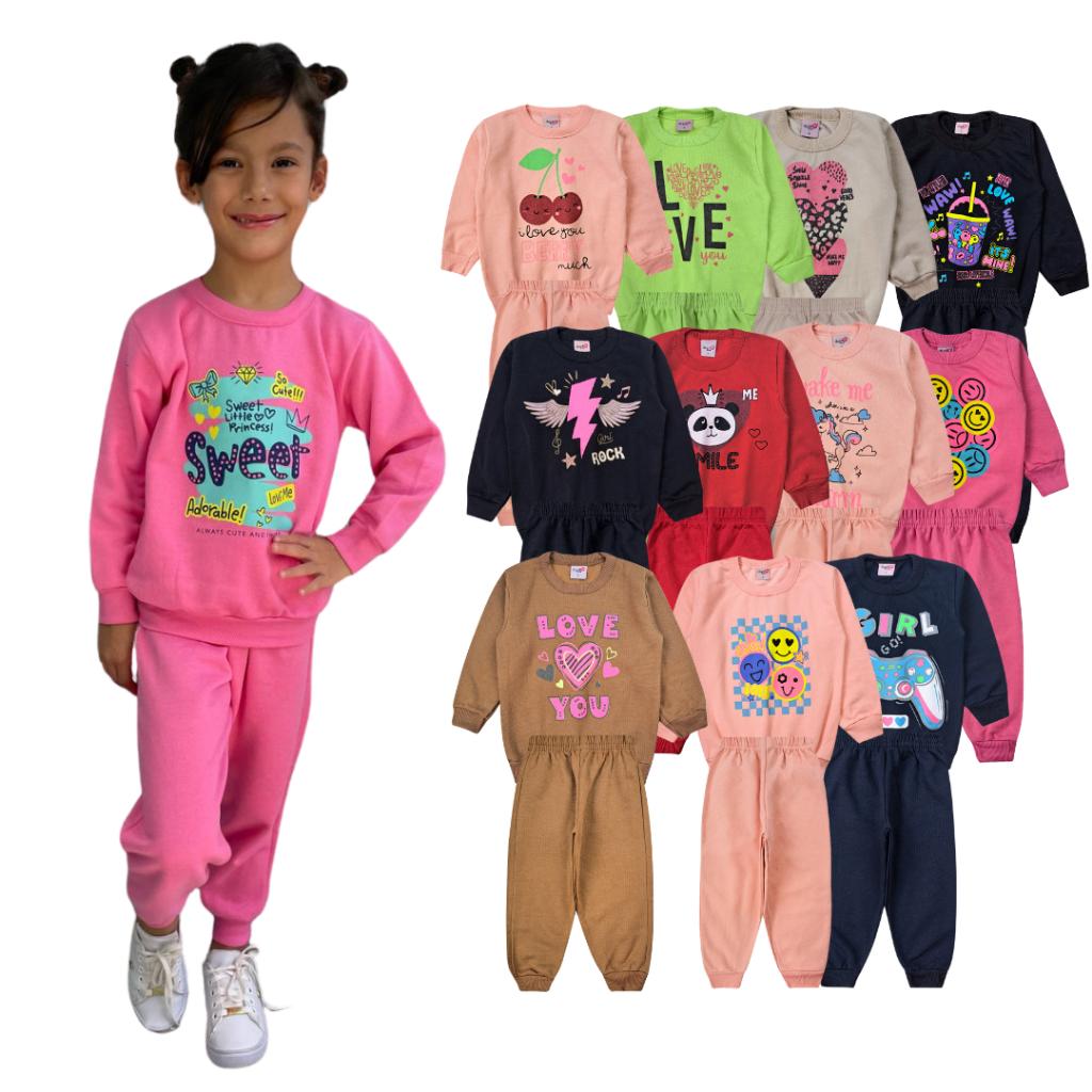 Kit 6 Peças Moletom Peluciado Infantil Menina