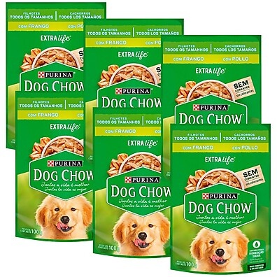 Kit 6 Ração Úmida Dog Chow Filhote Frango 100g