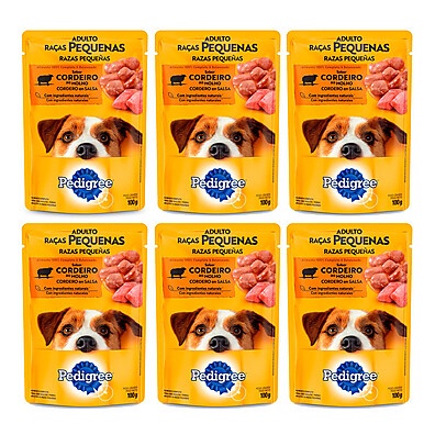 Kit 6 Ração Úmida Pedigree Adulto Sabor Cordeiro 100g