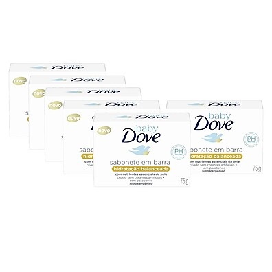 Kit 6 Sabonetes Baby Dove Hidratação Balanceada 75g