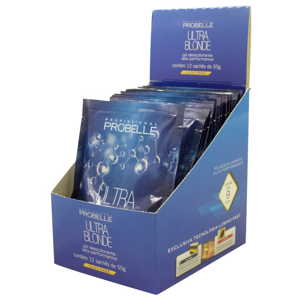 Kit 6 Sachês Pó Descolorante Ultra Blonde Probelle: Clareamento Profissional e Proteção