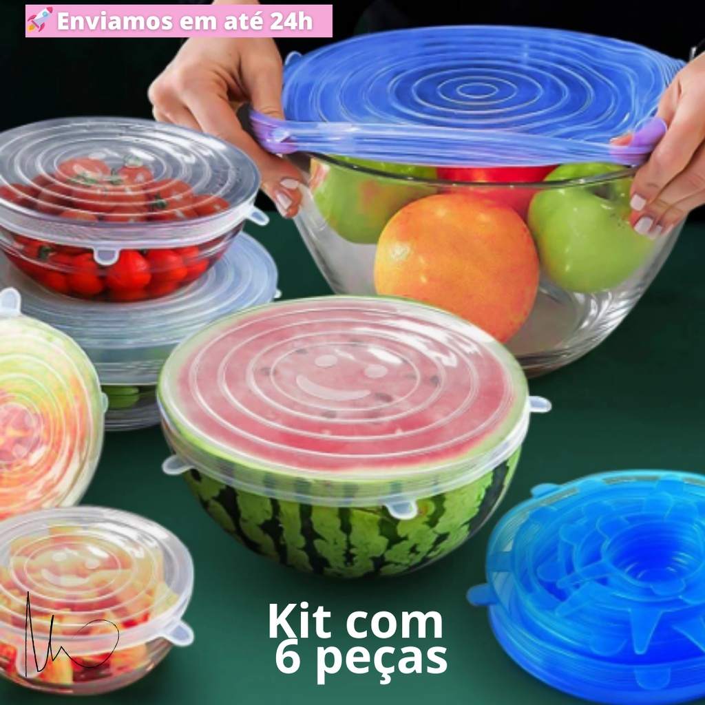 Kit 6 Tampas de Silicone Herméticas: Praticidade e Sustentabilidade na Cozinha