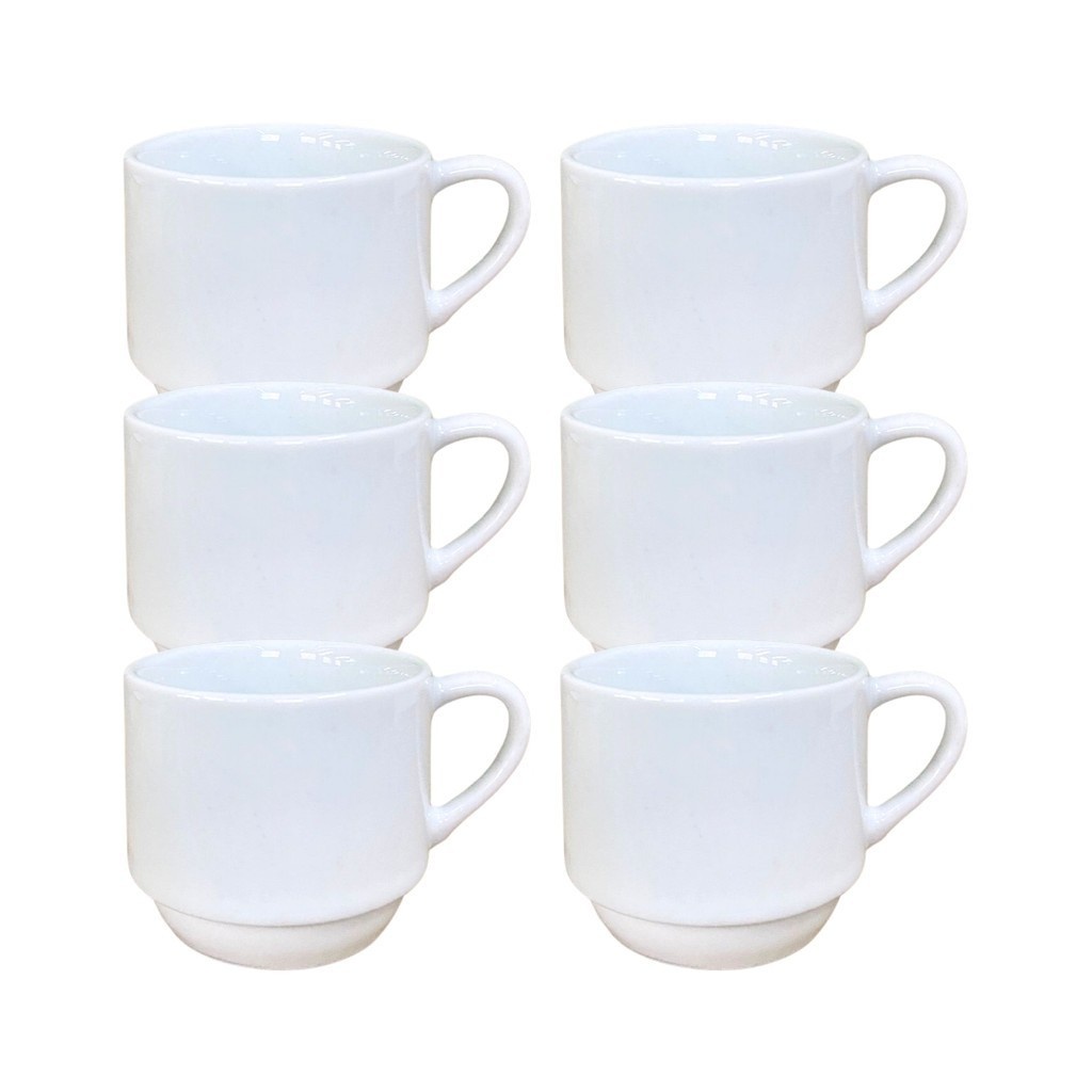 Kit 6 Xícaras Hotel Branca 170ml – Elegância e Praticidade