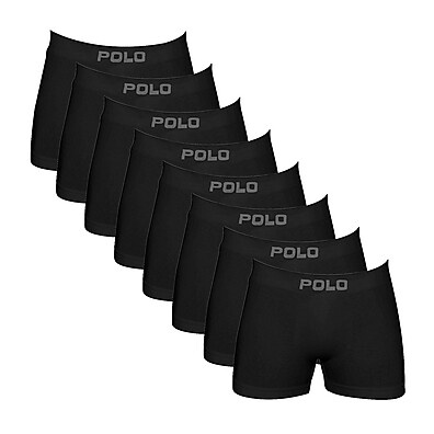 Kit 8 Cuecas Boxer Preto Sem Costura - Conforto Total