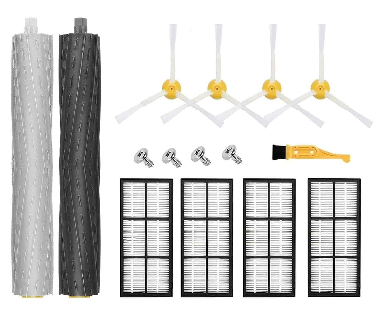 Kit Completo de Peças de Reposição para iRobot Roomba 800 & 900 Series - 4 Filtros HEPA + 4 Escovas Laterais + 1 Escova de Borracha