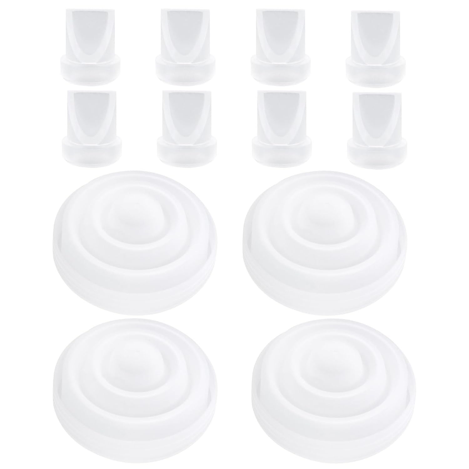 Kit com 12 Peças de Reposição para Bomba de Leite Momcozy M5 – 8 Válvulas Bico Pato + 4 Diafragmas de Silicone Premium