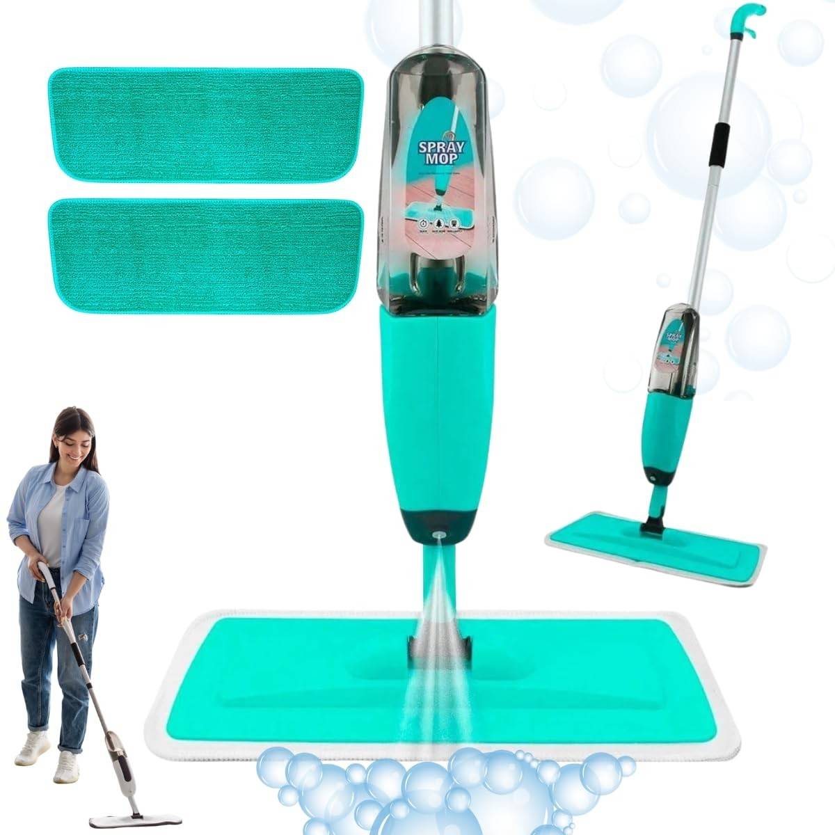 Kit Rodo Mop Spray Giratório 3 em 1 com Reservatório e Refil Extra - Limpeza Eficiente em Um Só Passo