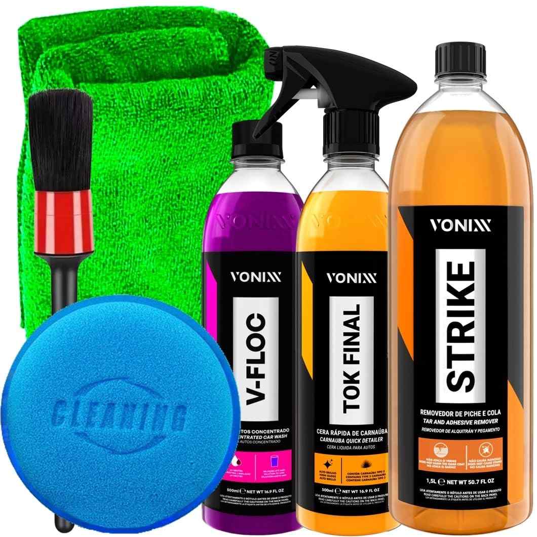 Kit Completo Vonixx Strike Tok Final V-Floc: Limpeza e Brilho Profissional para seu Carro
