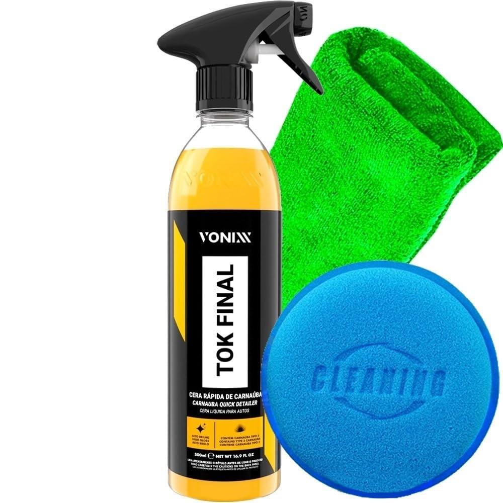 Kit Automotivo Vonixx + Karbox: Carnaúba 500ml, Toalha Microfibra e Aplicador Espuma