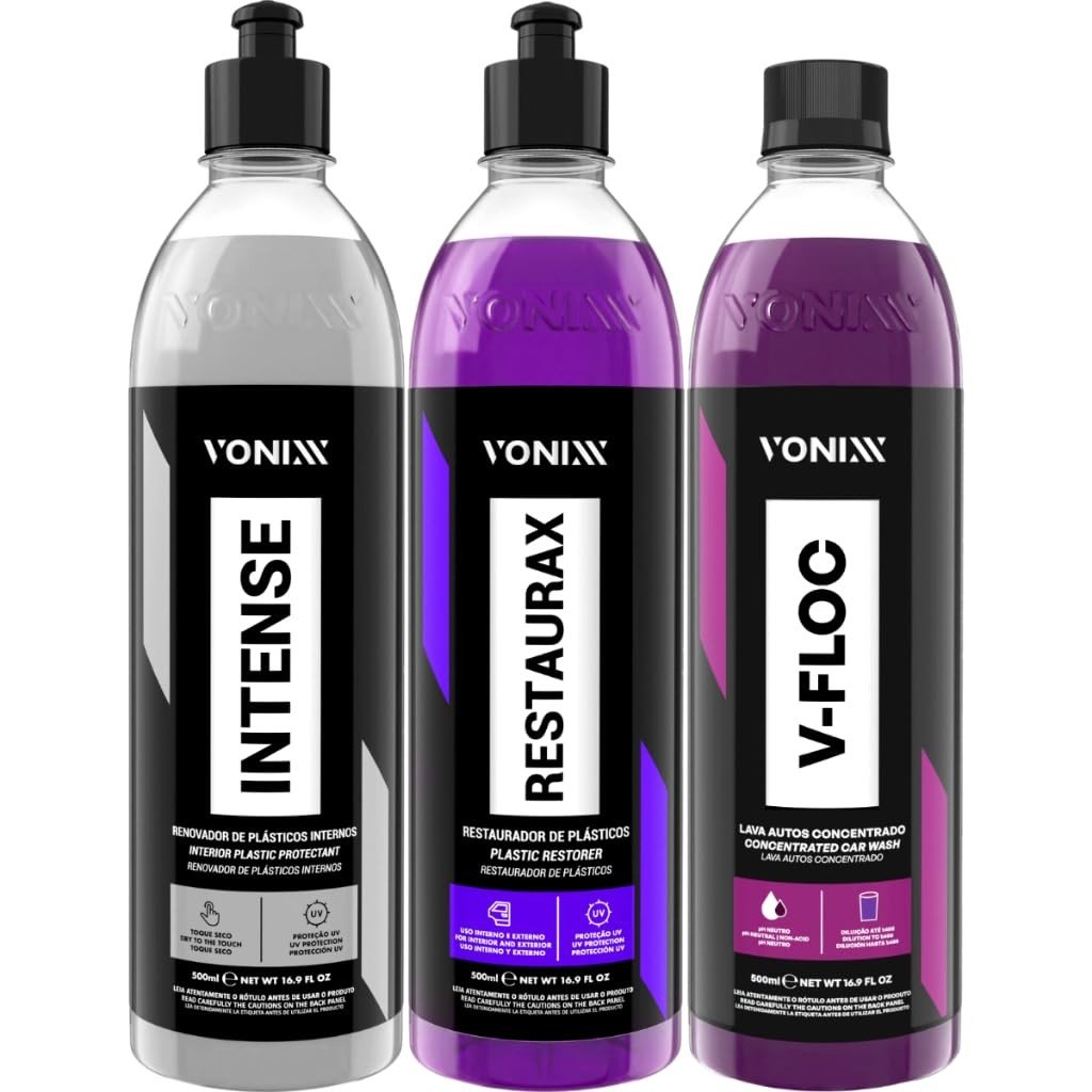 Kit Completo Vonixx: Shampoo V-Floc pH Neutro, Revitalizador Intense e Restaurax Externo