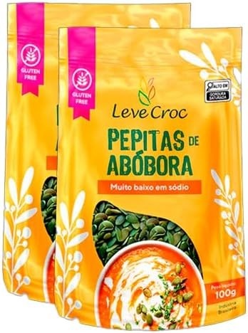 Kit 2X: Semente (Pepita) de Abóbora Crua Leve Croc 100g