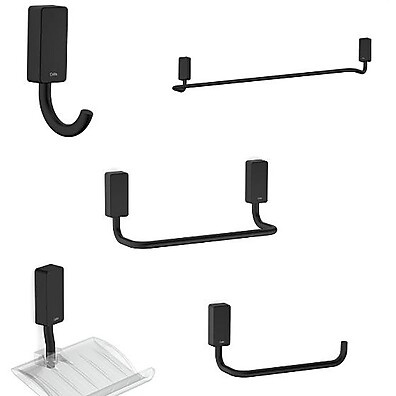 Kit Acessórios Banheiro 5 Peças Celite One Preto Matte