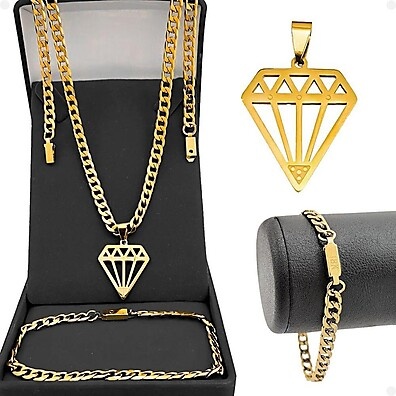 Kit Acessórios Masculinos: Corrente, Pulseira e Pingente