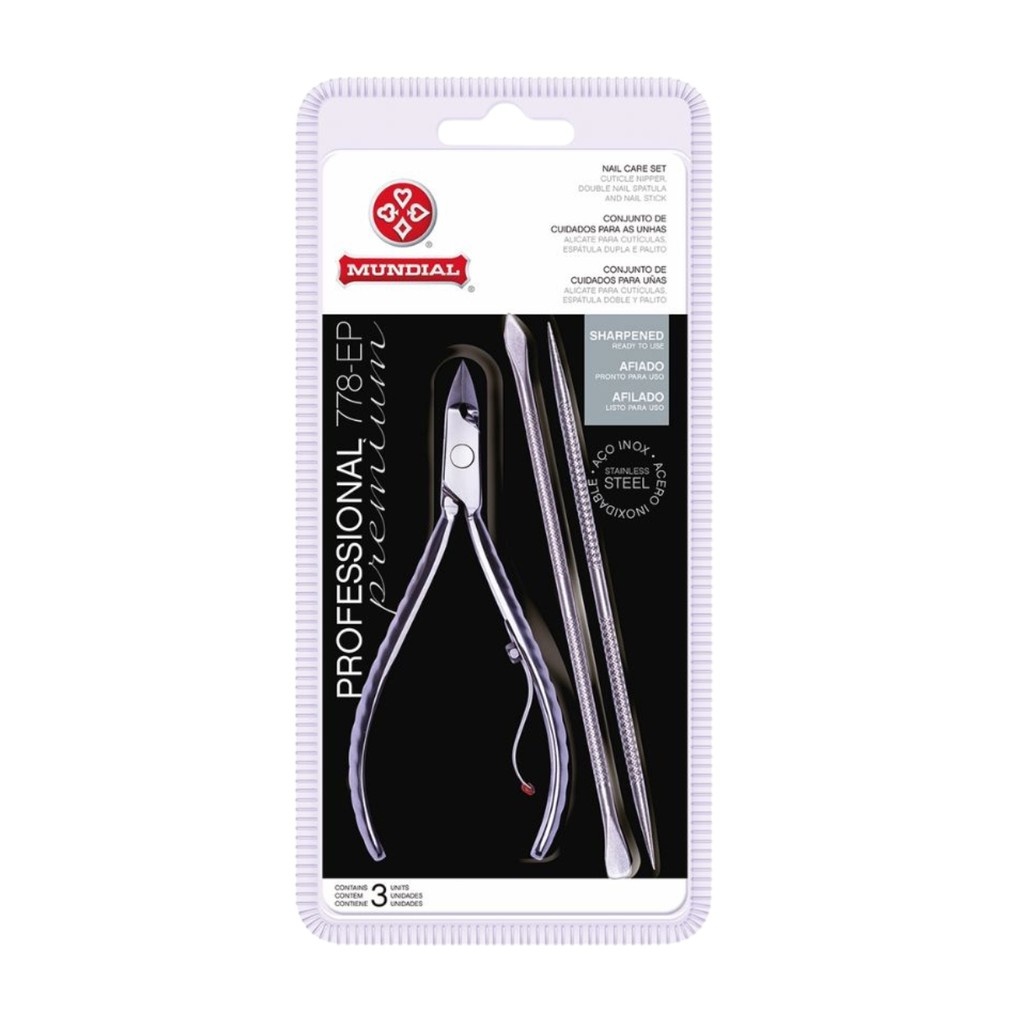 Kit Alicate Espátula e Palito 778 Inox Profissional Mundial