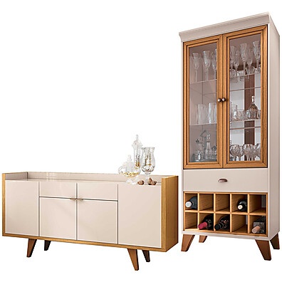 Kit Aparador Havana + Cristaleira Luma: Elegância!