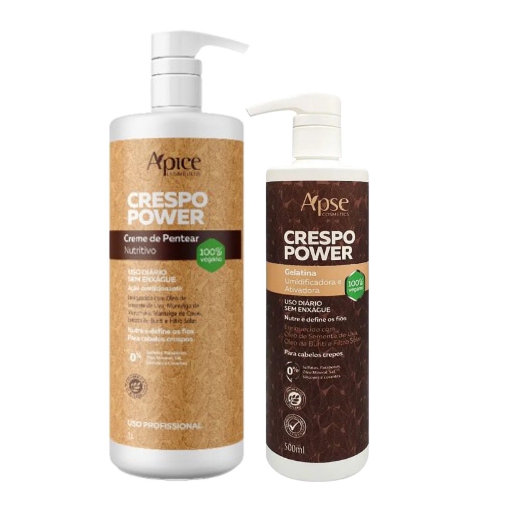 Kit Apse Crespo Power: Creme e Gelatina para Cabelos Crespos Definidos