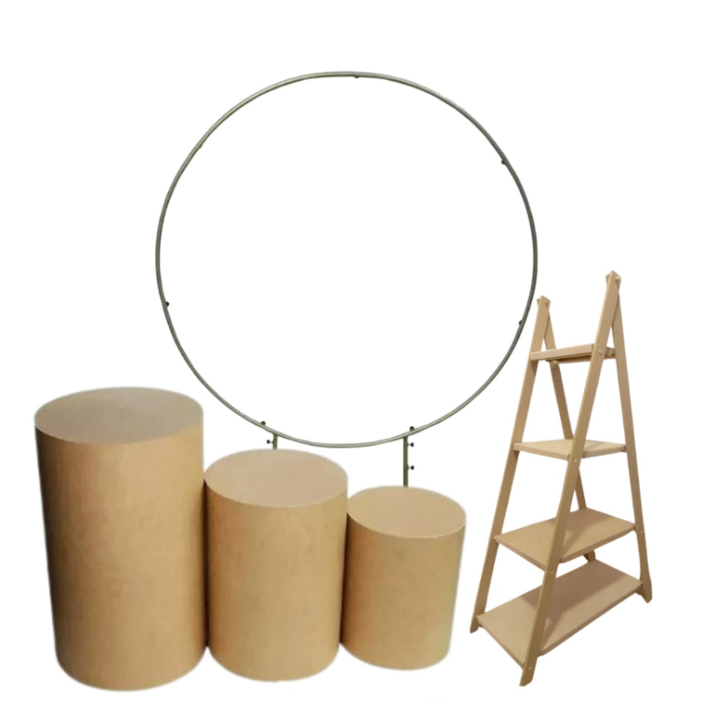 Kit Arco Tecido com Trio Mesas + Escadinha – Montagem Fácil