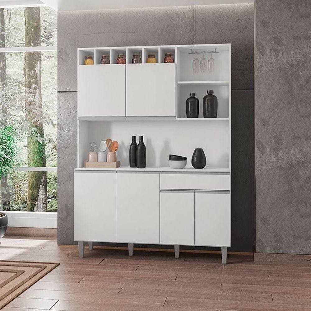 Kit Armário Alice Branco Brilho: Organize sua Cozinha com Estilo