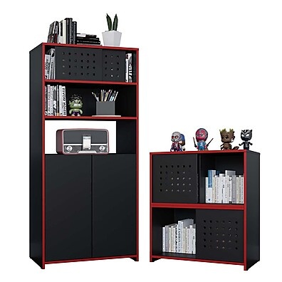 Kit Armário Alto e Baixo Gamer Pixel Preto – Organização Total