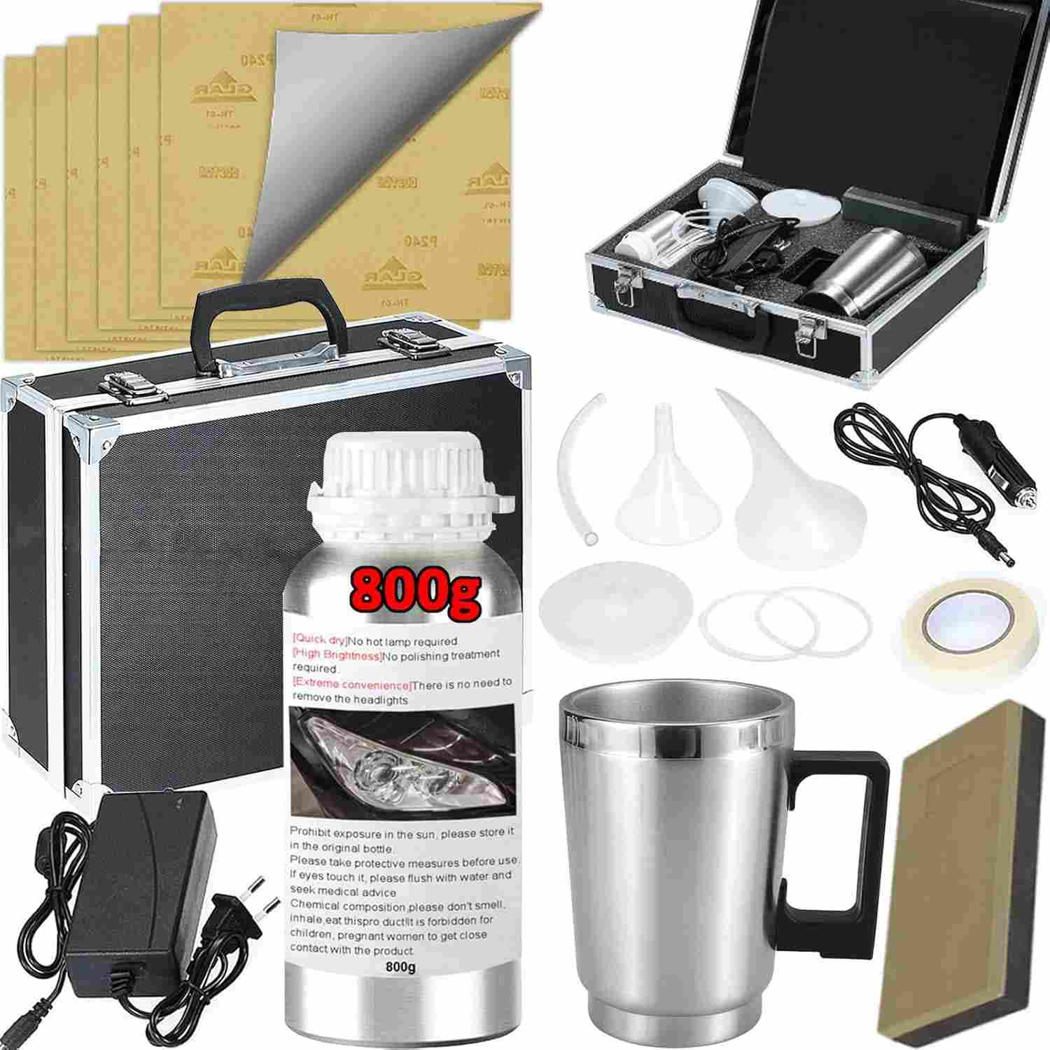 Kit Restauração Farol Vapor 800g: Renove Faróis Amarelados, Arranhados e Opacos