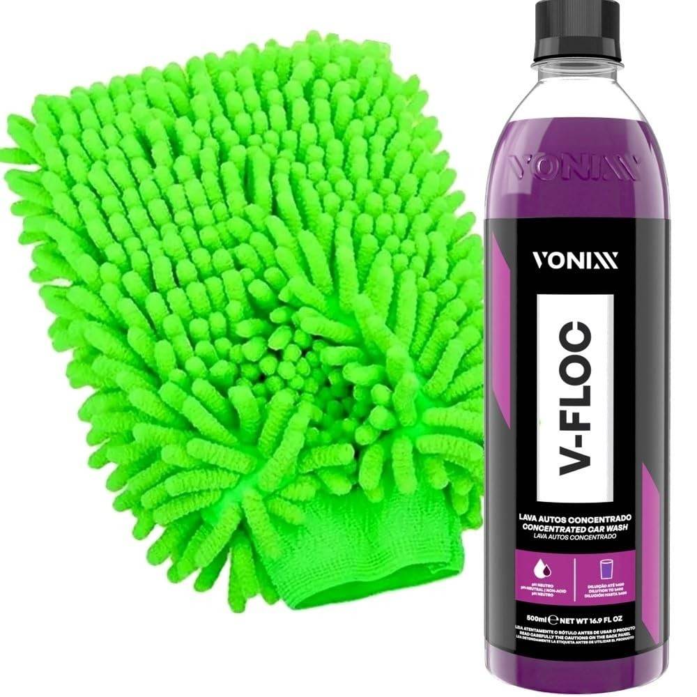 Kit Limpeza Automotiva: Shampoo V-Floc Vonixx 500ml + Luva Microfibra Karbox