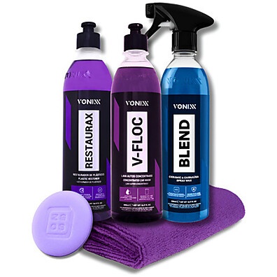 Kit Automotivo Cera Blend Shampoo V-floc Restaurax Plástico