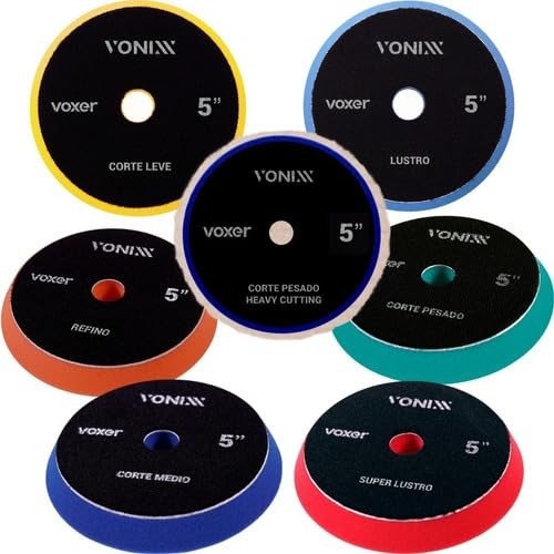Kit 7 Boinas Polimento Automotivo Vonixx 5" - Corte, Refino e Lustro Profissional