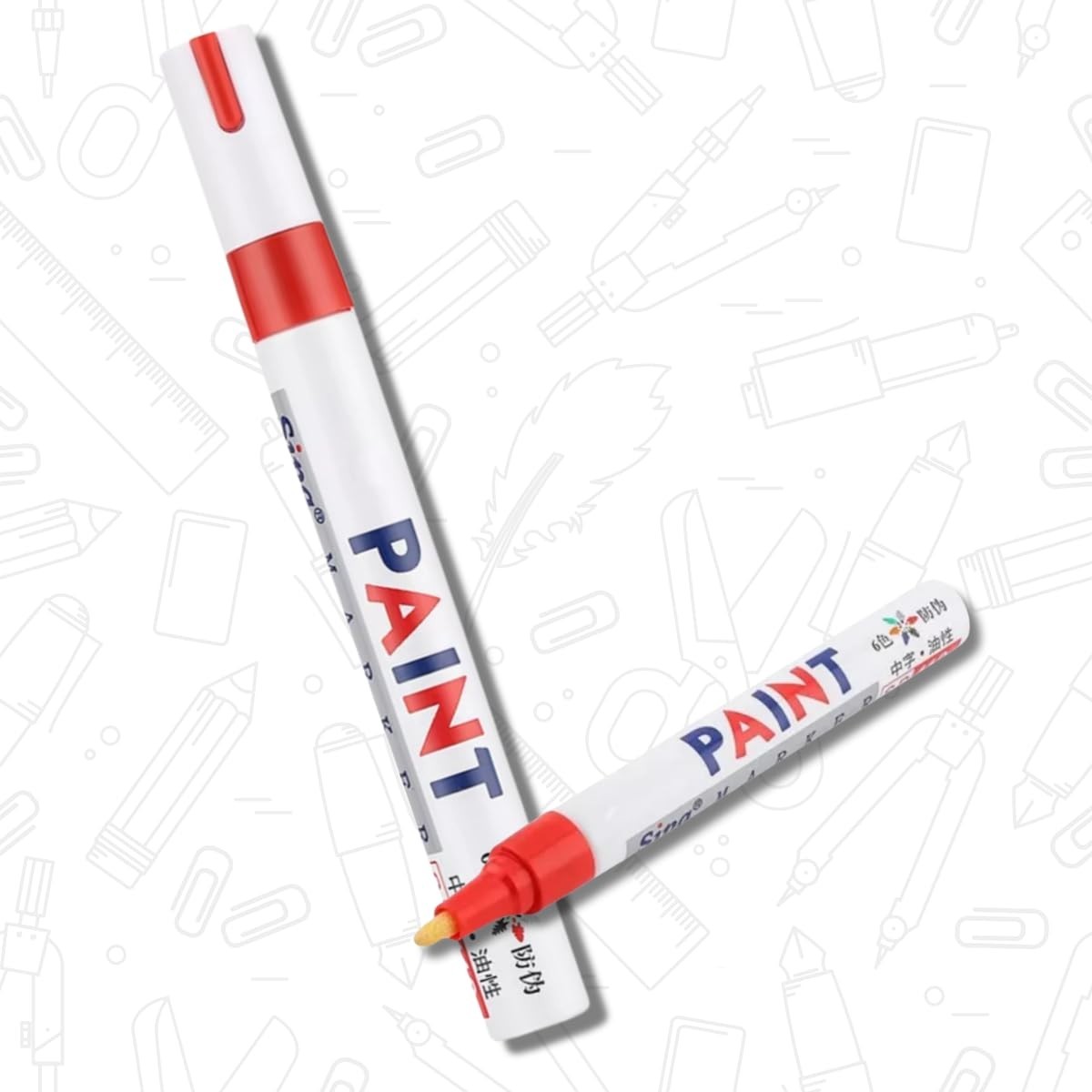 Kit 2 Canetas Reparadora Tira Risco Automóveis Carro Moto Caminhões Pintar e Retocar Pneu Azulejo e Tênis Uso Escolar Marca Texto