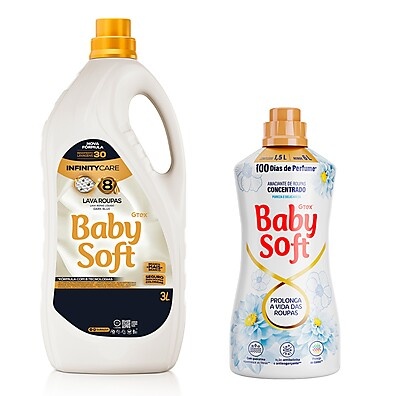 Kit Baby Soft Infinity Care: Lava Roupas + Amaciante 10x Mais Eficiente