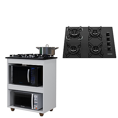 Kit Balcão Cooktop Turim + Fogão 4 Bocas Itatiaia: Modernize sua cozinha com praticidade