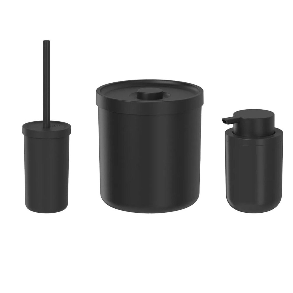Kit Banheiro Bold: Lixeira, Escova e Saboneteira