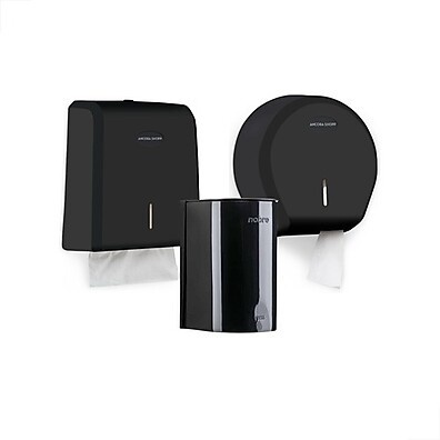 Kit Banheiro Preto: Dispenser, Sabonete e Papel