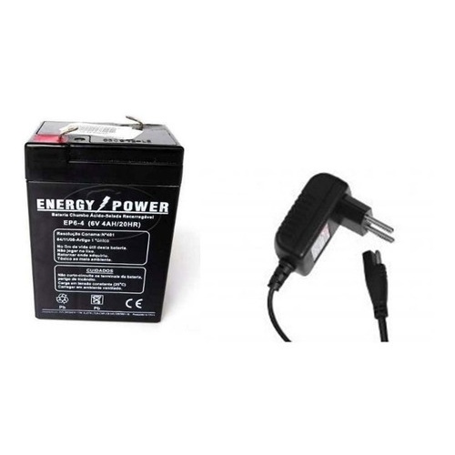 Kit Bateria 6V 4Ah + Carregador Bandeirantes: Energia Duradoura!