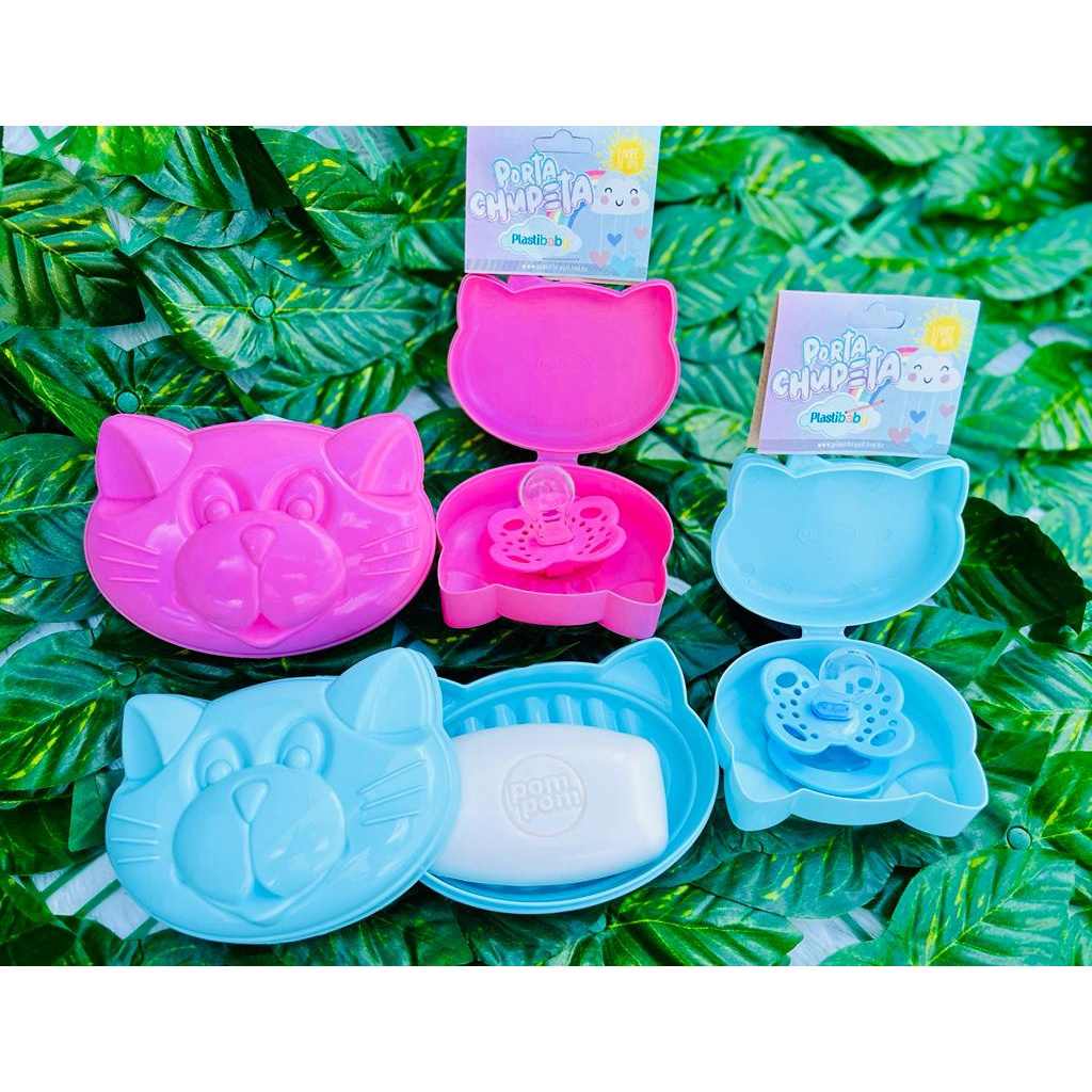 Kit Bebê Essencial: Porta Chupeta + Saboneteira + Chupeta