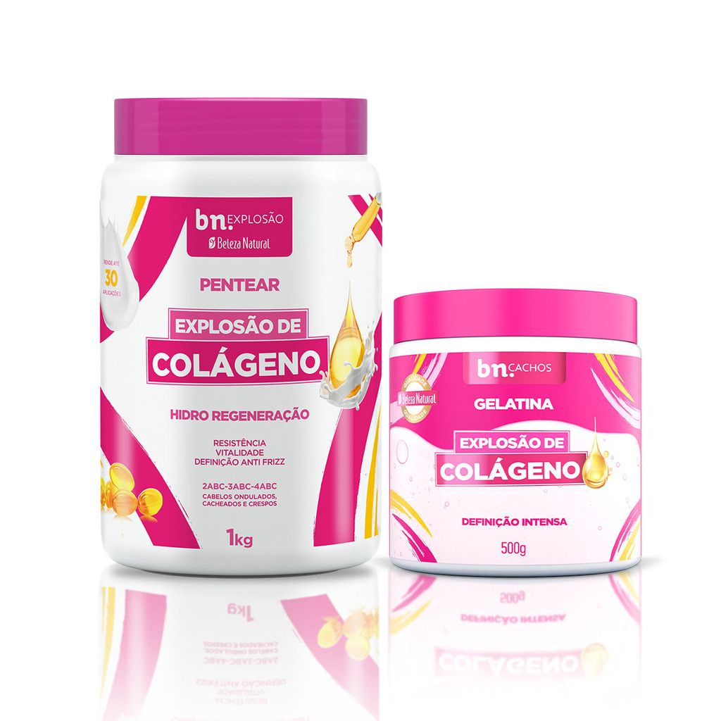 Kit Beleza Natural Creme de Pentear + Gelatina Explosão de Colágeno bn.Cachos