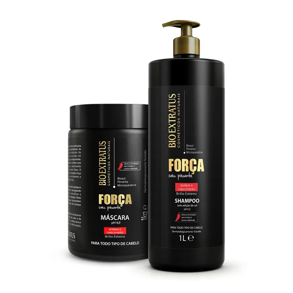 Kit Bio Extratus Força com Pimenta: Crescimento e Brilho em 1L