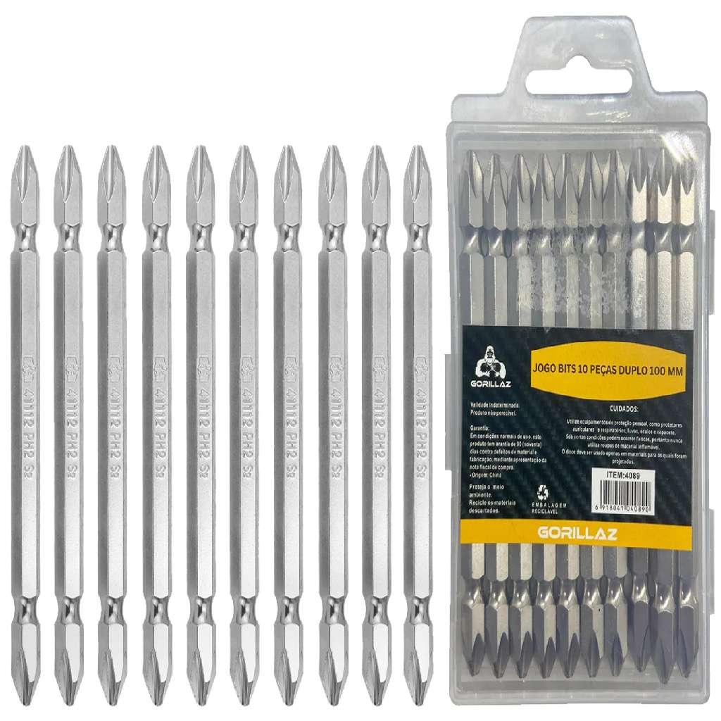 Kit Bits Para Parafusadeira: 10 Peças 100mm Gorillaz