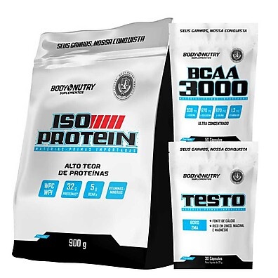 Kit Body Nutry: Whey + BCAA + Testo - Ganhe Massa!
