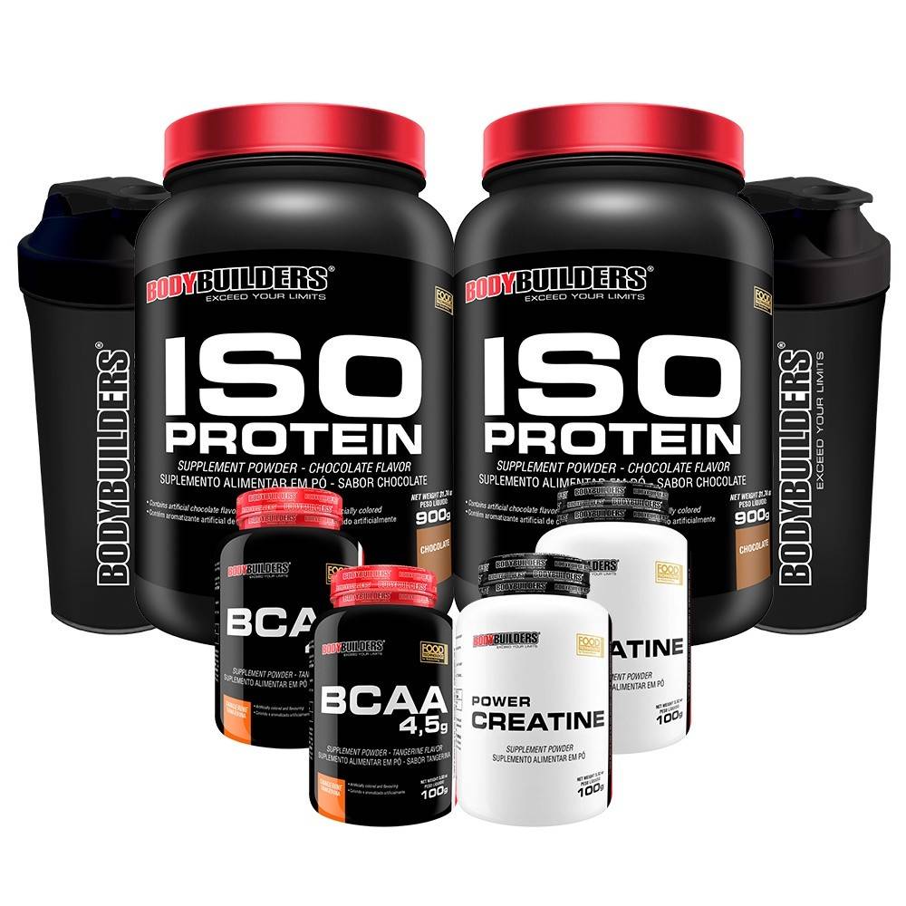 Kit Bodybuilding: Iso Protein, BCAA & Creatina