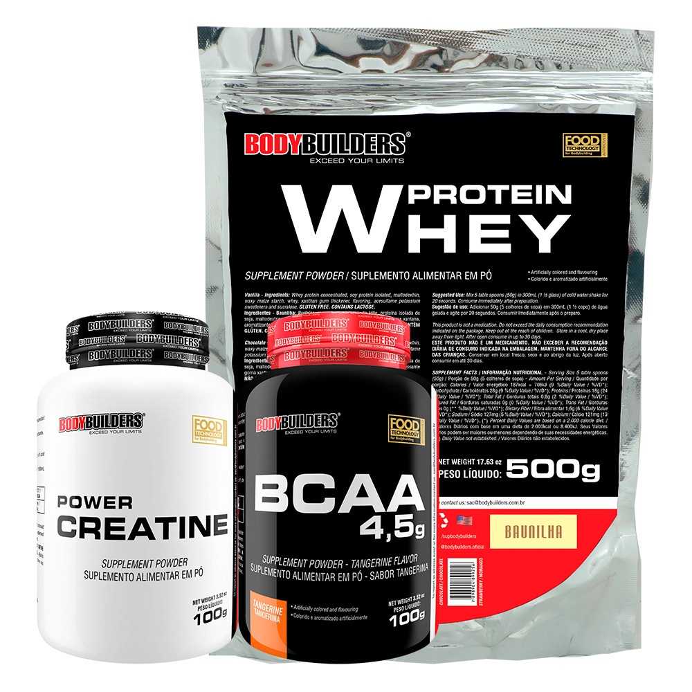 Kit Bodybuilding: Whey, BCAA & Creatina