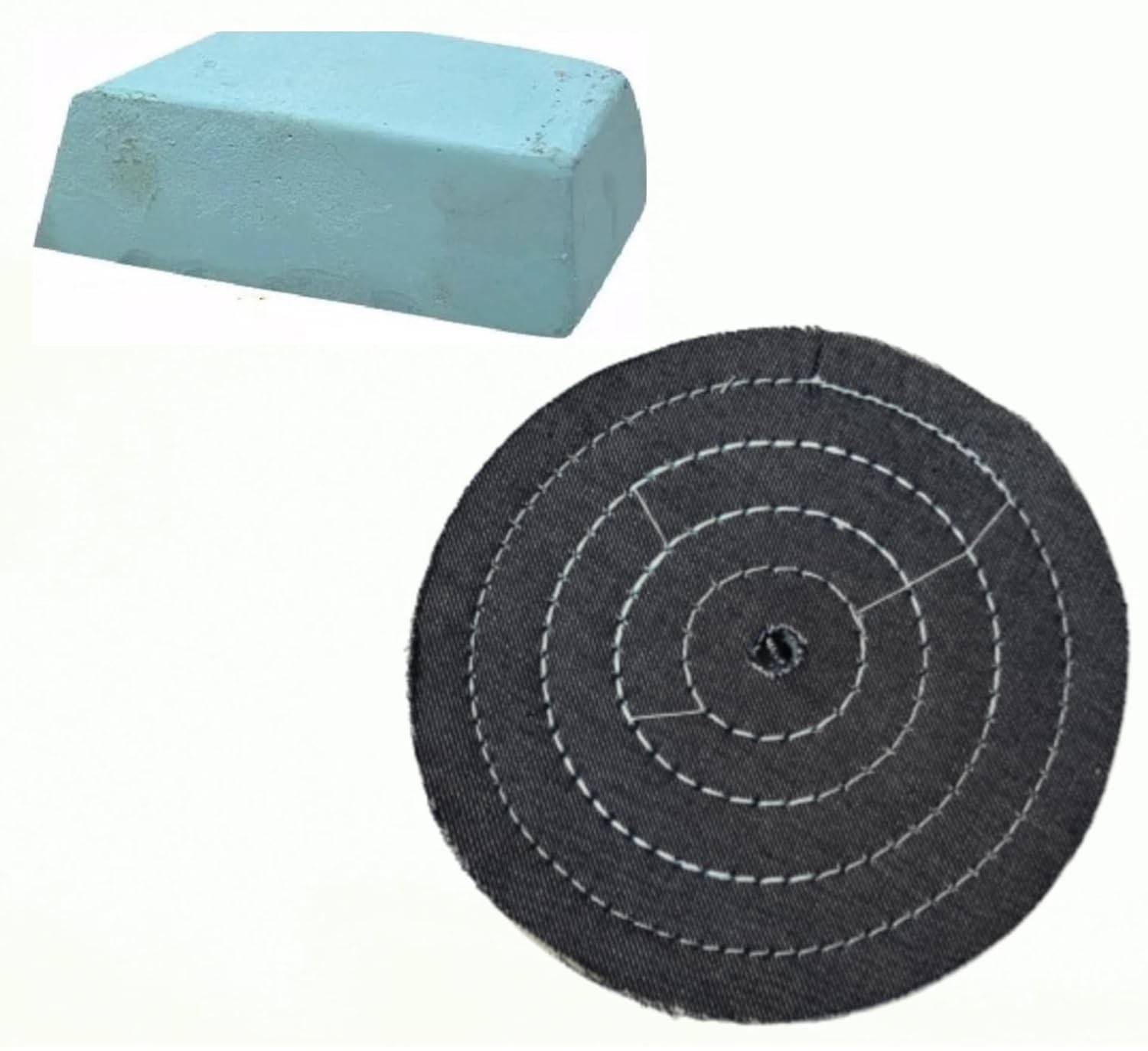 Kit Polimento Metais: Pedra Azul + Boina Jeans Costurada para Brilho Impecável