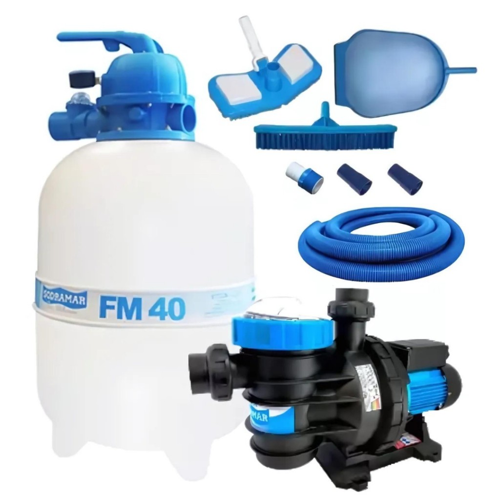 Kit Bomba Piscina 1/2cv Sodramar + Limpeza