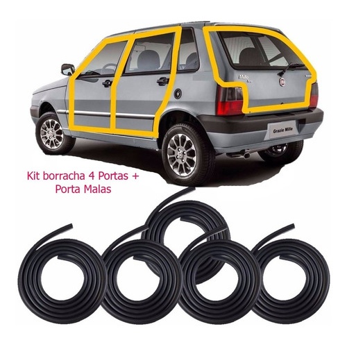 Kit Borrachas de Vedação para Fiat Uno Mille (2009-2013)