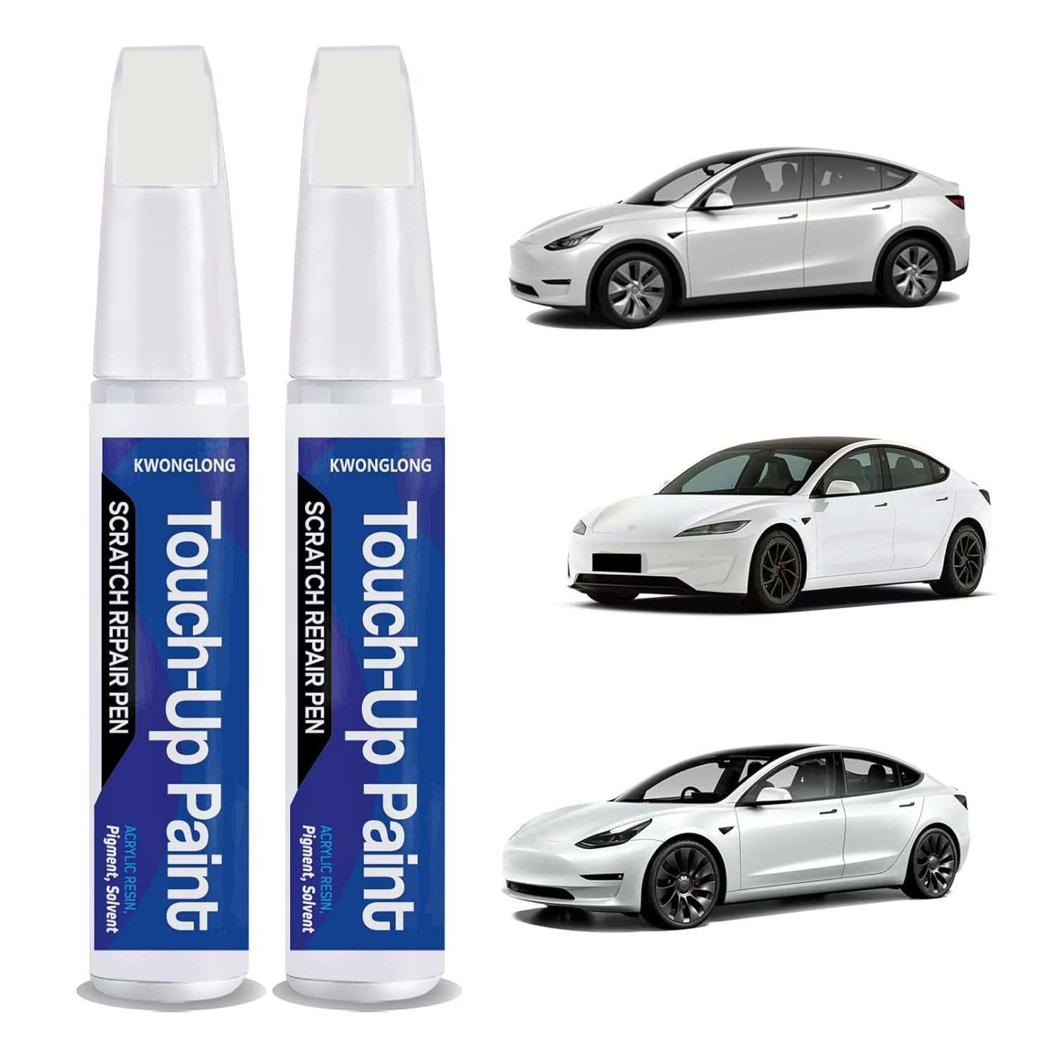 Tinta de Retoque PPSW Branco Pérola para Tesla - Kit 2 em 1 para Reparar Arranhões com Facilidade