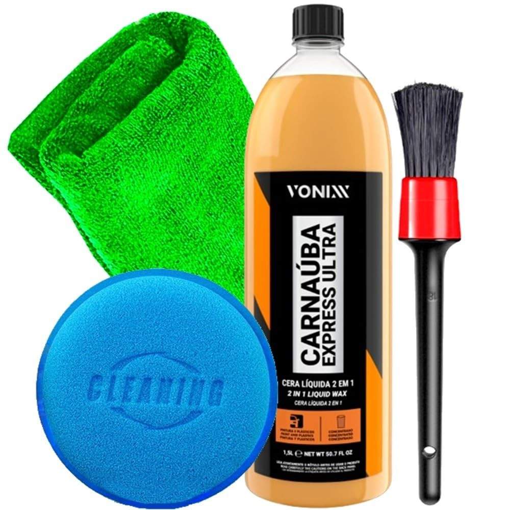 Kit Carnaúba Express Ultra 1,5L + Acessórios Premium - Brilho e Proteção Total para seu Carro